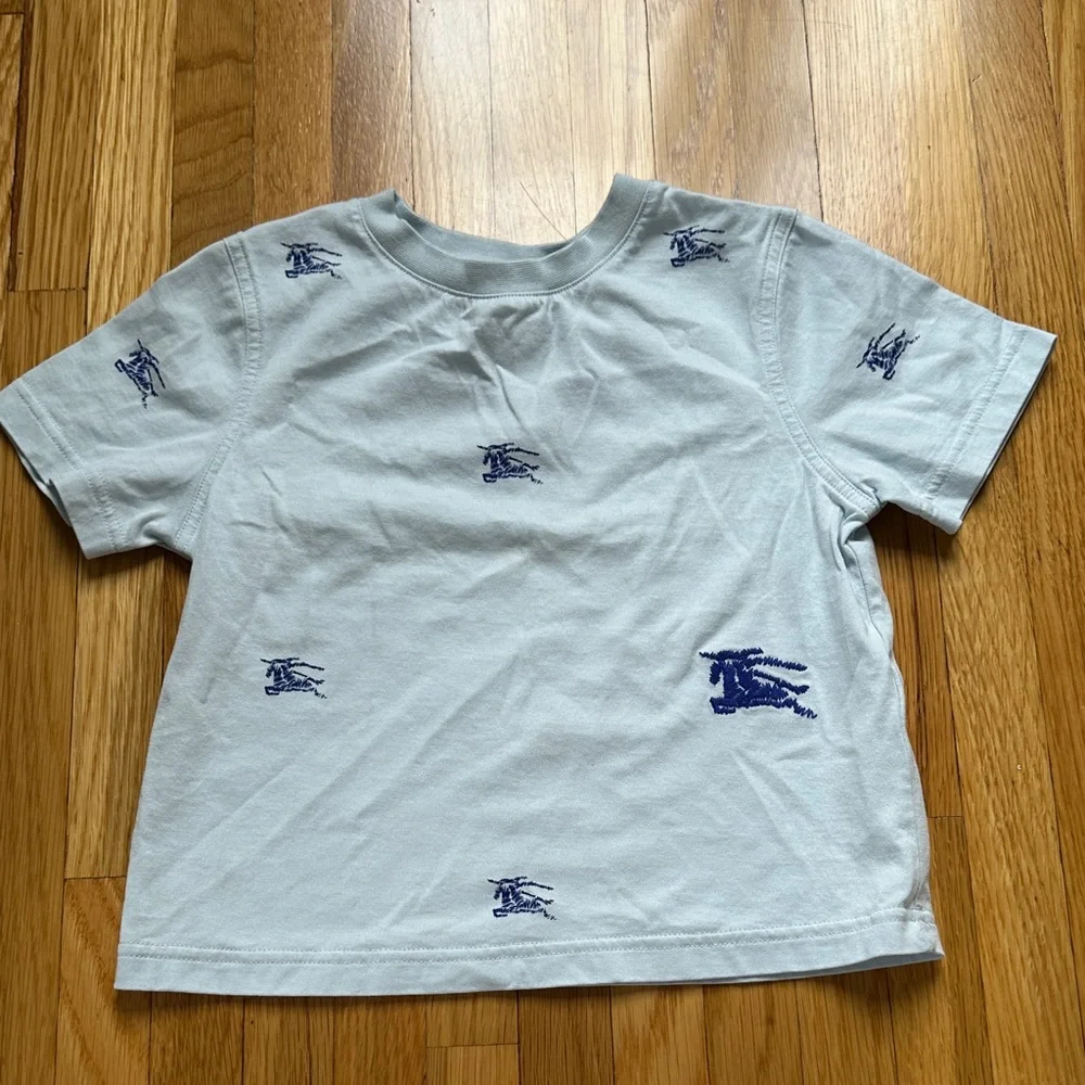 Burberry Light Blue Kids Tee with Navy Graphics - Picture 1 of 5